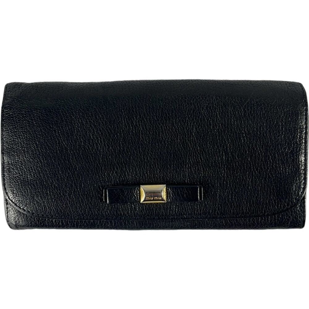 Miu Miu Black Long Leather Wallet‎